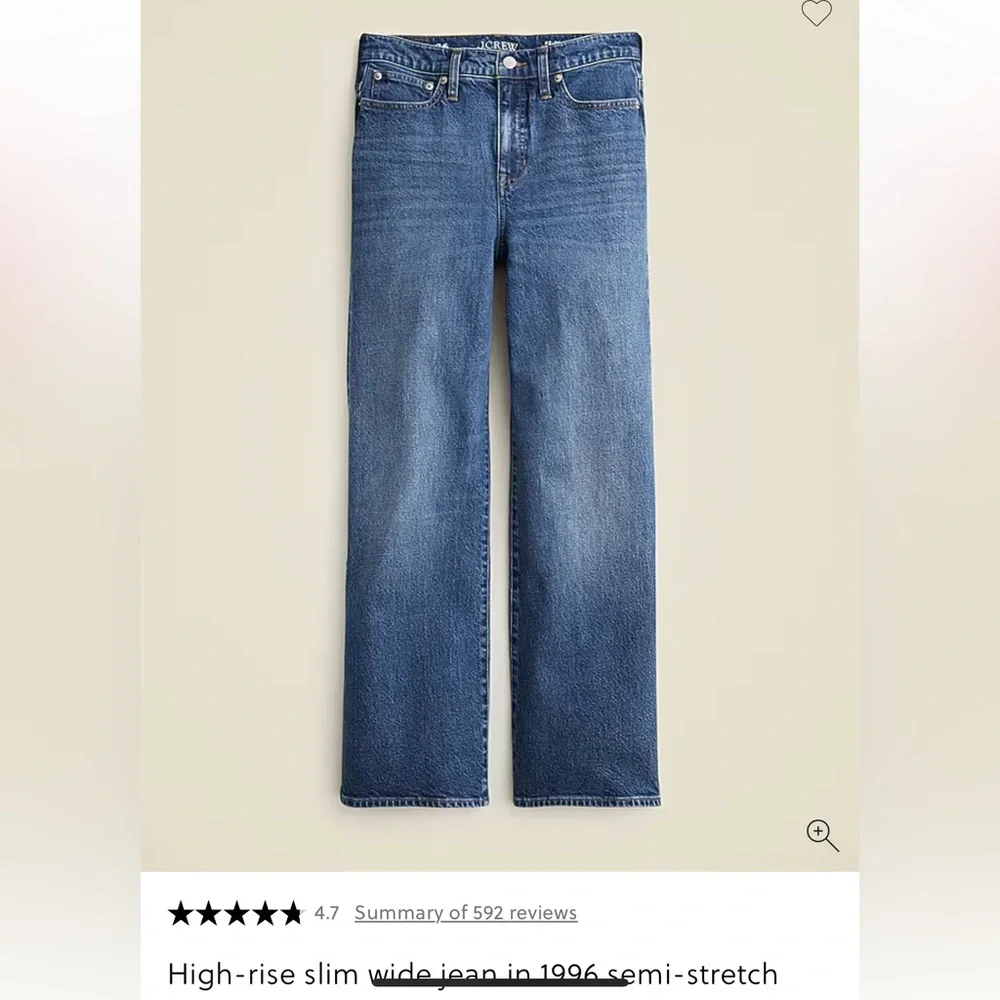 Women’s J Crew Wide Leg Jeans “96 Slim Wide” Size 29 - Picture 2 of 5